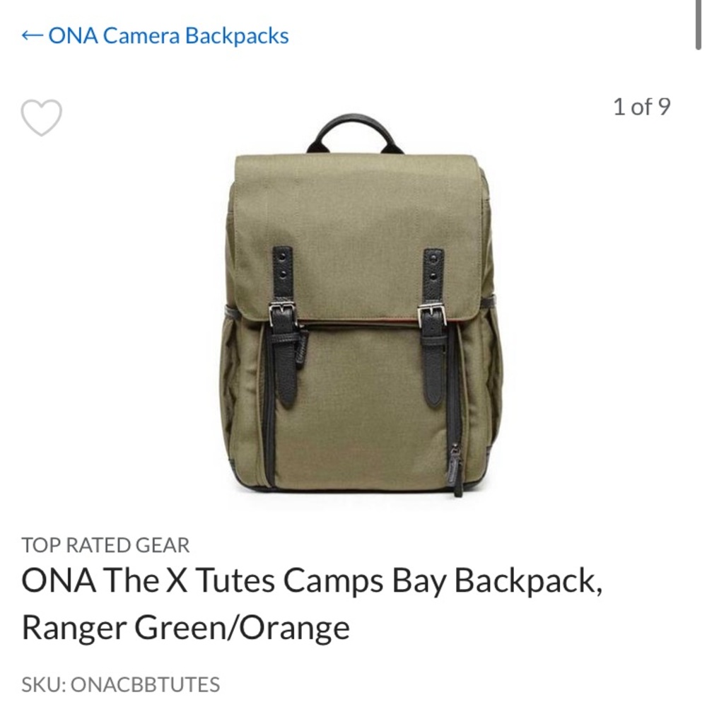 ONA x tutes pro camera backpack! Lightly used, in great condition